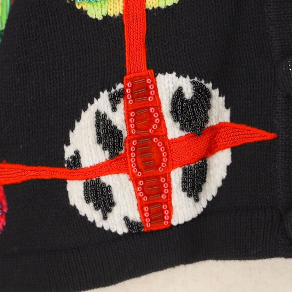 VINTAGE BEREK Sequin Beaded Holiday Ornament Knit Cardigan Sweater Size L - Picture 7 of 9